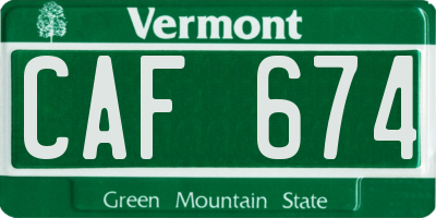 VT license plate CAF674