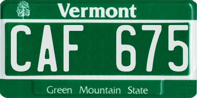 VT license plate CAF675