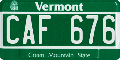 VT license plate CAF676