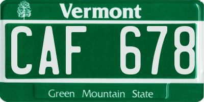 VT license plate CAF678