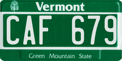 VT license plate CAF679