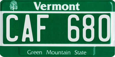 VT license plate CAF680