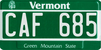 VT license plate CAF685
