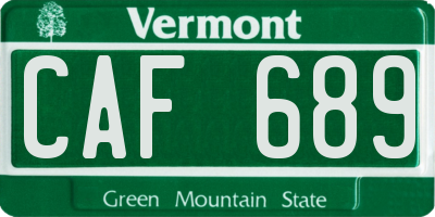 VT license plate CAF689