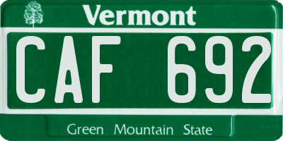 VT license plate CAF692