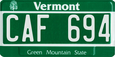 VT license plate CAF694