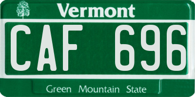 VT license plate CAF696