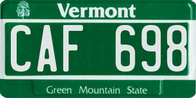 VT license plate CAF698