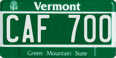 VT license plate CAF700