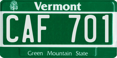 VT license plate CAF701