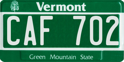 VT license plate CAF702