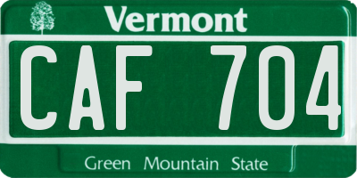 VT license plate CAF704