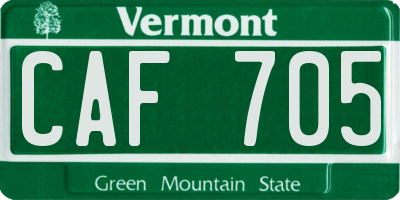 VT license plate CAF705
