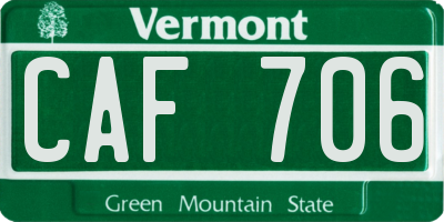 VT license plate CAF706