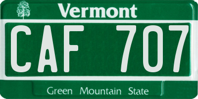VT license plate CAF707