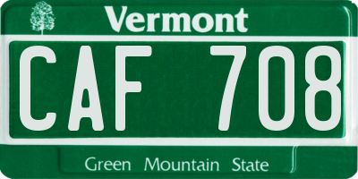 VT license plate CAF708