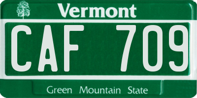 VT license plate CAF709