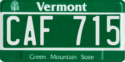 VT license plate CAF715