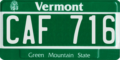 VT license plate CAF716