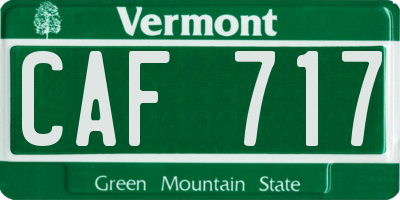 VT license plate CAF717