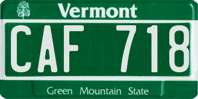 VT license plate CAF718