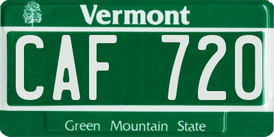 VT license plate CAF720