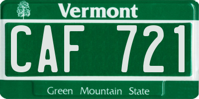 VT license plate CAF721