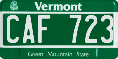 VT license plate CAF723