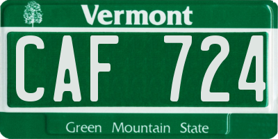 VT license plate CAF724