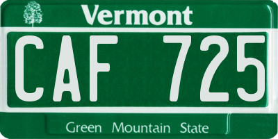 VT license plate CAF725