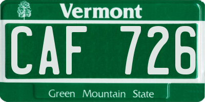 VT license plate CAF726