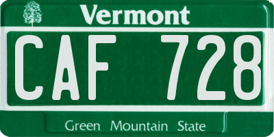 VT license plate CAF728