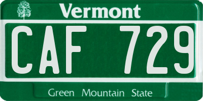 VT license plate CAF729