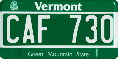 VT license plate CAF730