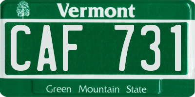 VT license plate CAF731