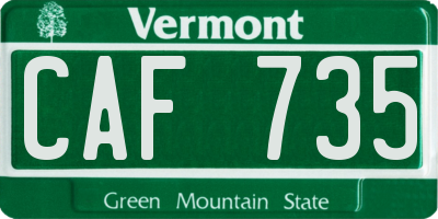 VT license plate CAF735