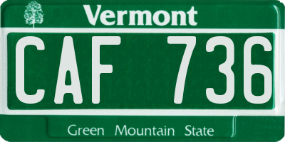 VT license plate CAF736