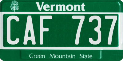VT license plate CAF737