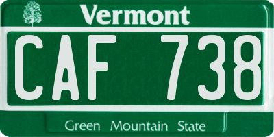 VT license plate CAF738