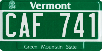 VT license plate CAF741