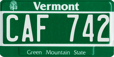 VT license plate CAF742