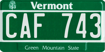 VT license plate CAF743