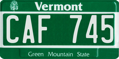 VT license plate CAF745