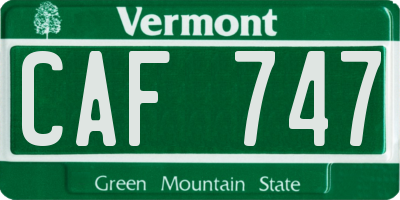 VT license plate CAF747
