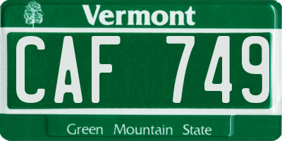 VT license plate CAF749