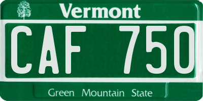 VT license plate CAF750