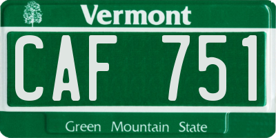 VT license plate CAF751
