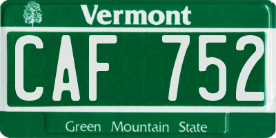 VT license plate CAF752
