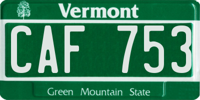 VT license plate CAF753