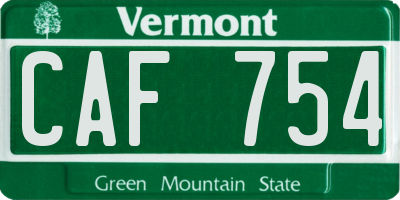 VT license plate CAF754